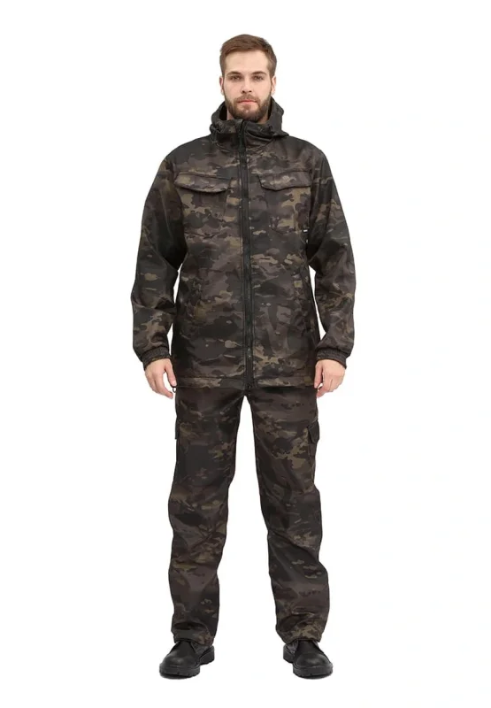 Костюм "РОВЕР" куртка/брюки, цвет: кмф "Мультикам черный", ткань: Полофлис