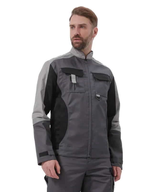 Костюм "МЕГА" куртка/полукомбинезон, цвет: Т.СЕРЫЙ/ЧЕРНЫЙ/СВ.СЕРЫЙ