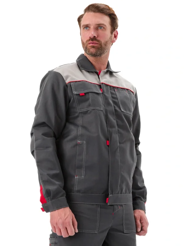 Костюм мужской "Фаворит" летний с п/к серый со светло-серым ткань:ТВИЛ-250