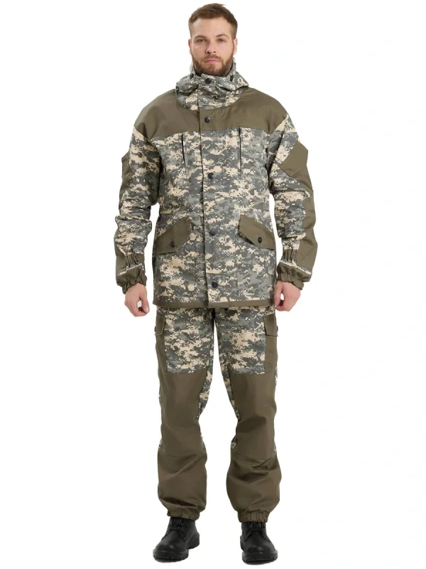 Костюм мужской "ГОРКА-М" куртка/брюки, цвет: кмф "Цифра св.серый/хаки", ткань Рип-стоп