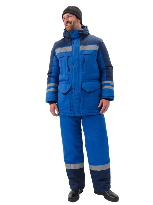 Костюм зимний "ЗИМНИК" куртка/брюки, цвет: василек/т.синий