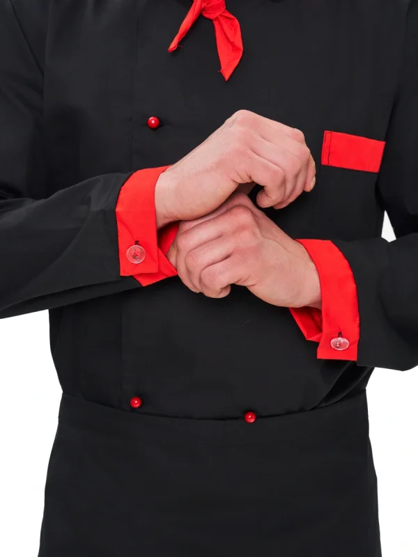 Костюм повара мужской "Дуглас" черный с красным
