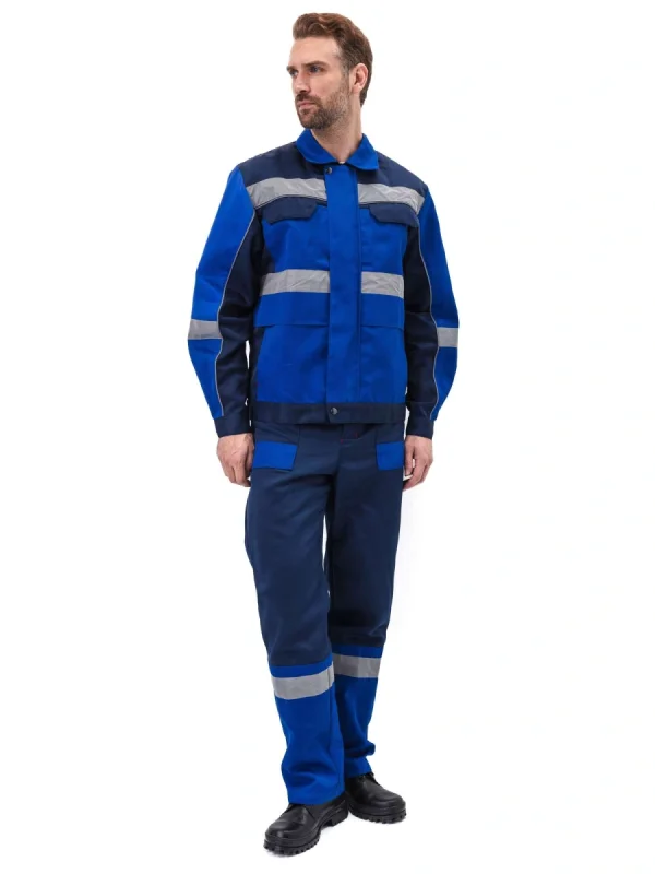 Костюм "РЕСПЕКТ" куртка/полукомб. цвет: ВАСИЛЕК/Т.СИНИЙ