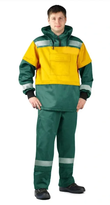 Костюм туристический ПРТНЦФ с сеткой, цвет: зеленый/желтый, ткань: Грета