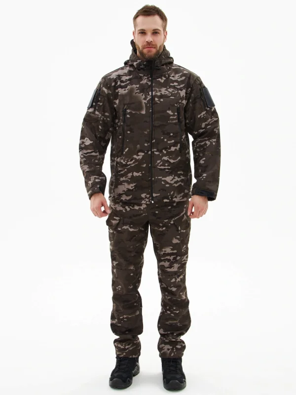 Костюм "ВЕПРЬ" куртка/брюки, цвет: кмф "Мультикам черный", ткань: Полофлис