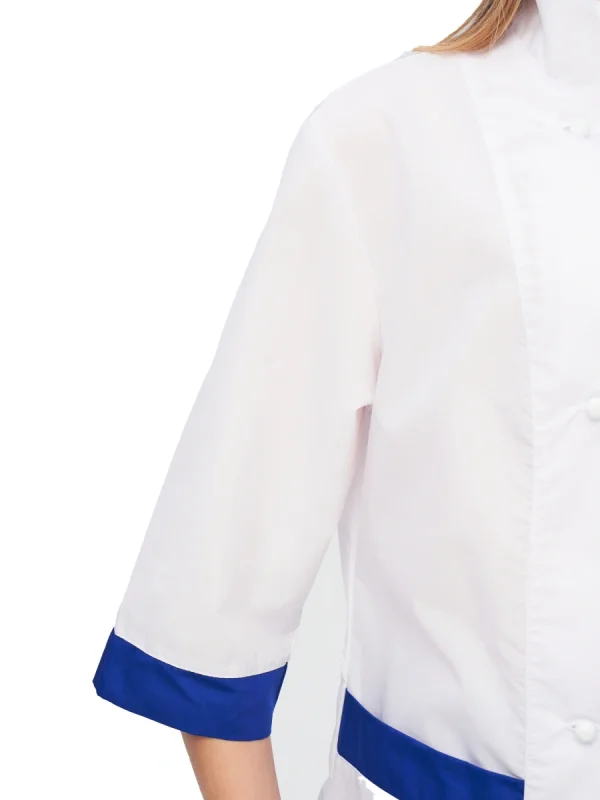 Костюм повара женский "Фламбе" белый с васильковым