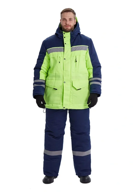 Костюм зимний "ЗИМНИК" куртка/брюки, цвет: лимонный/т.синий