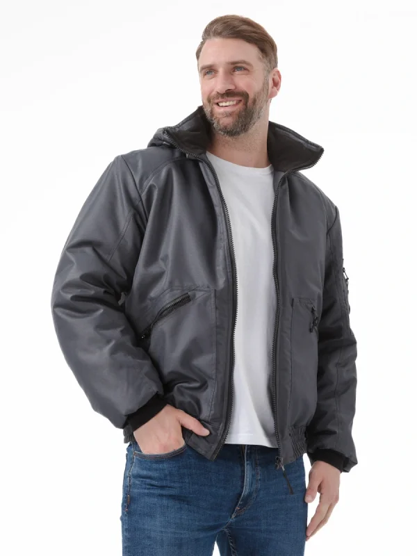 Куртка демисезонная "БОМБЕР" цвет: т.серый, ткань: Кошачий глаз