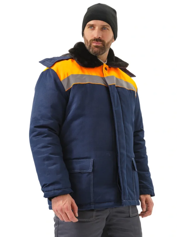 Куртка зимняя "УРАЛ" цвет: т.синий/оранжевый