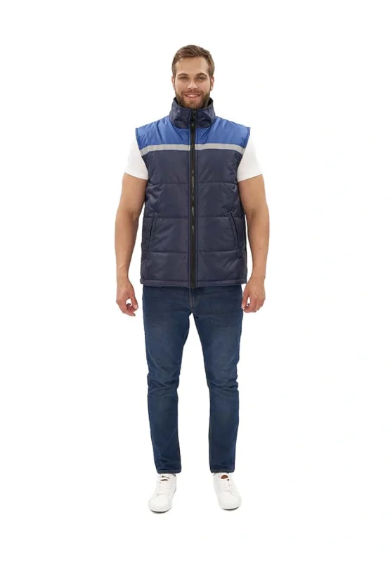 Жилет утепленный "Фаворит" синий с васильковой кокеткой, тк оксфорд, СВП 25 мм