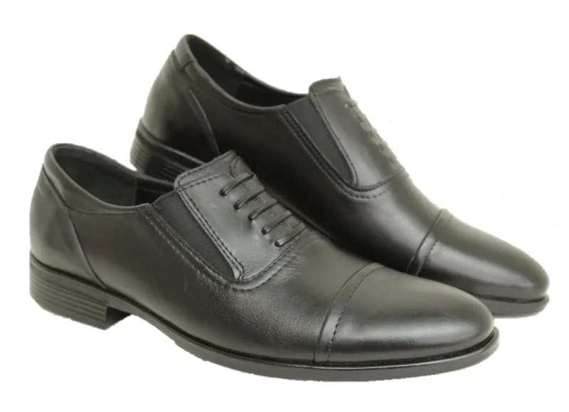 Туфли кожаные с имитацией шнурка "ОФИЦЕРСКИЕ" и подошве ТЭП черные (АРТ. Т-15)