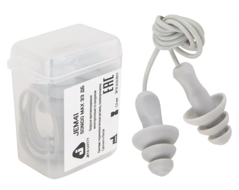 Беруши противошумные многоразовые со шнурком JEM-41 Jeta Safety 33 дБ в боксе