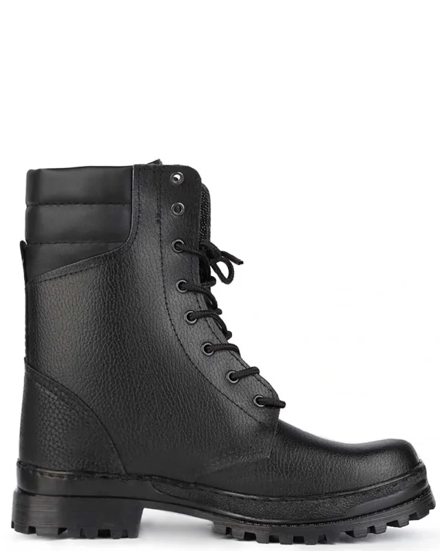 Ботинки с высоким берцем Армия хром на натуральном меху черные