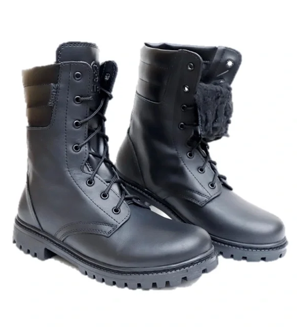 Ботинки с высоким берцем «ОМОН» на искусственном меху и резиновой подошве (АРТ.620) черные