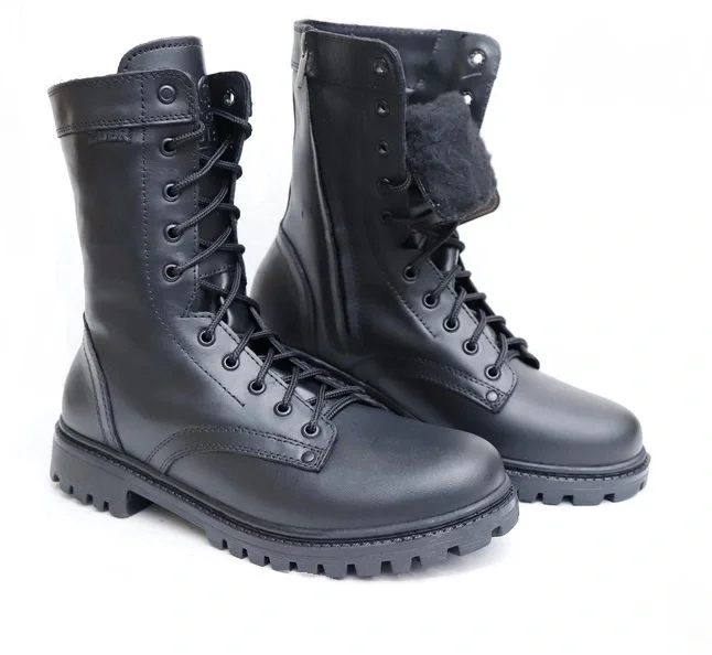 Ботинки с высоким берцем «ТРЕК» на искусственном меху и резиновой подошве (АРТ.820) черные