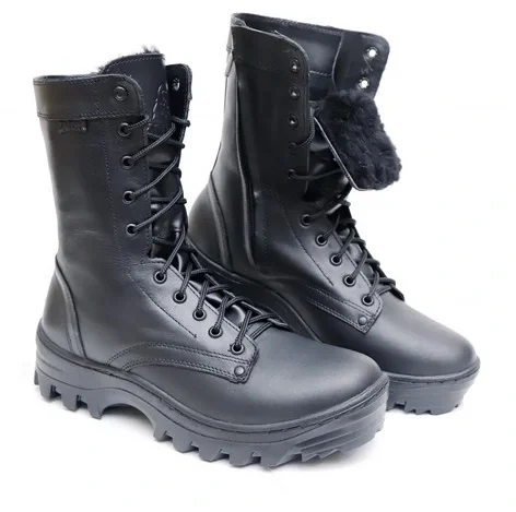 Ботинки с высоким берцем «ТРЕК» на натуральном меху и подошвой ТЭП (АРТ.830-У) черные