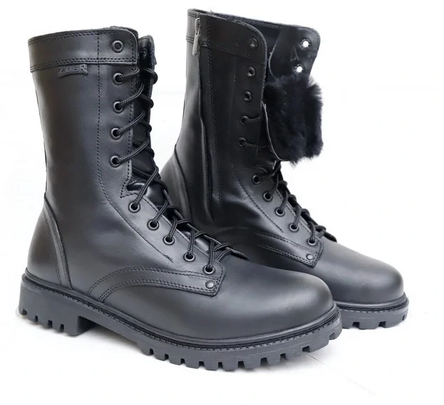 Ботинки с высоким берцем «ТРЕК» на натуральном меху и резиновой подошве (АРТ.830) черные