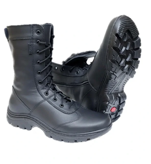 Ботинки с высоким берцем «УТКА» на искусственном меху (АРТ.120) черные