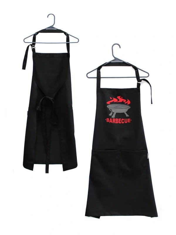 Фартук кухонный 85*69 см. MOGOTEX "Home Collection" с прямыми карманами декор 2 "БАРБЕКЮ" черный