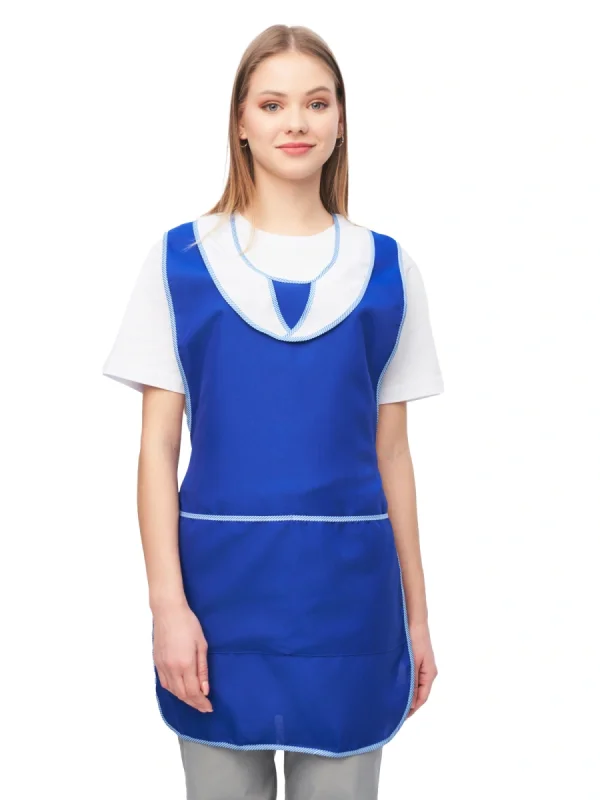 Фартук-сарафан "Иней" васильковый с белым