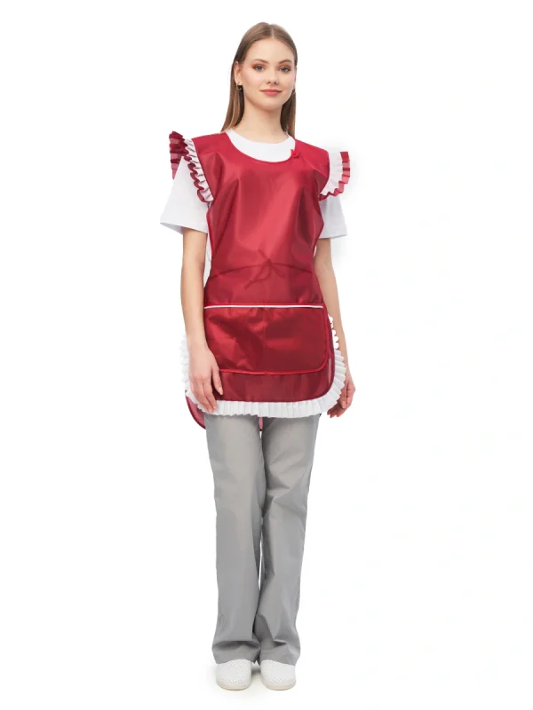 Фартук-сарафан нейлоновый бордовый