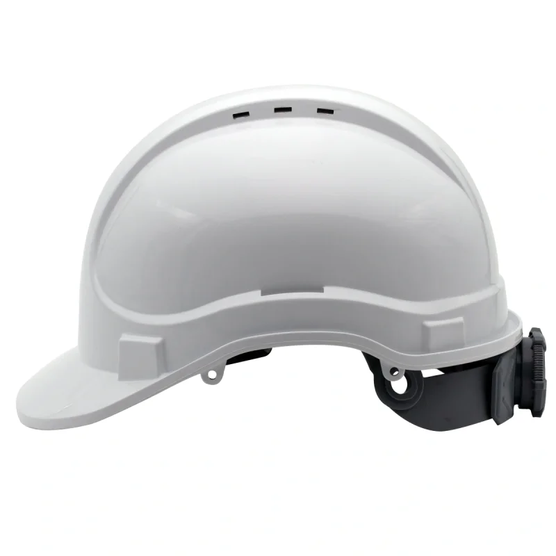 Каска защитная ЕЛАНПЛАСТ АЙ-ПРАЙМ ЭКСПЕРТ белая (ленточное оголовье, храповый механизм)