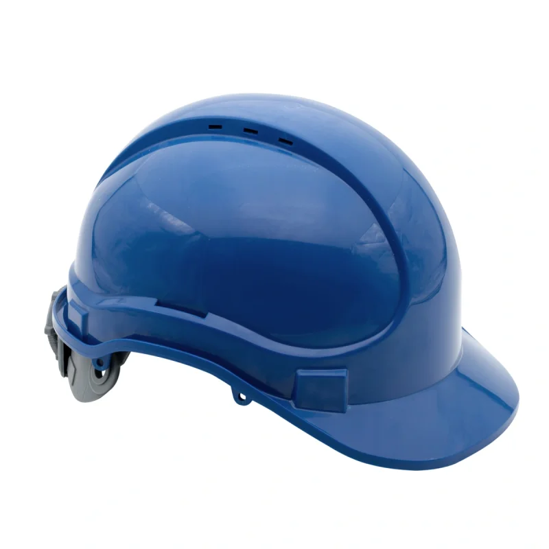 Каска защитная ЕЛАНПЛАСТ АЙ-ПРАЙМ ЭКСПЕРТ синяя (ленточное оголовье, храповый механизм)