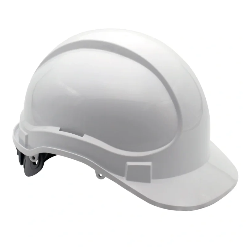 Каска защитная ЕЛАНПЛАСТ АЙ-ПРАЙМ ЭНЕРГО белая (ленточное оголовье, храповый механизм)