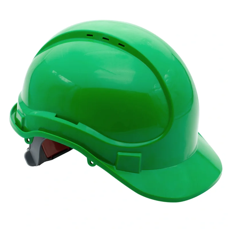 Каска защитная ЕЛАНПЛАСТ АЙ-ПРАЙМ СТАНДАРТ зеленая (ленточное оголовье)