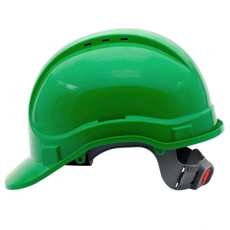 Каска защитная ЕЛАНПЛАСТ АЙ-ПРАЙМ СТАНДАРТ зеленая (ленточное оголовье)
