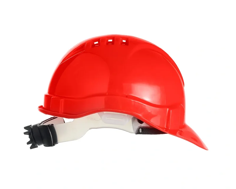 Каска защитная ЕЛАНПЛАСТ ЕВРОПА-ЛЮКС красная (ленточное оголовье, храповый механизм)