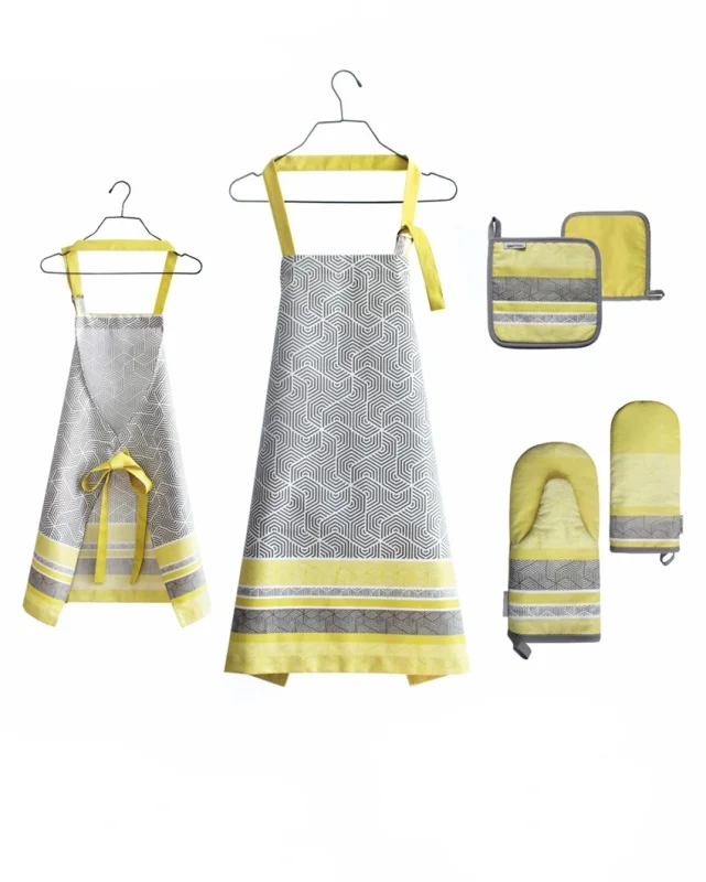 Комплект MOGOTEX кухонный (фартук 70х70, прихватка 18х18, прихватка-рук. 27х15) "ЛЕМОН СТАЙЛ" серый