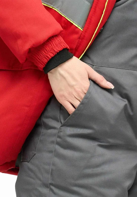 Костюм женский утепленный "СЕВЕРНАЯ ШИРОТА" серый/красный (куртка + полукомбинезон) Минпромторг