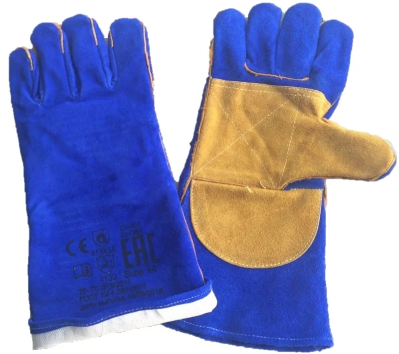 Краги спилковые сварщика с кевларовой нитью ПРОФИ синие (RX4027S)