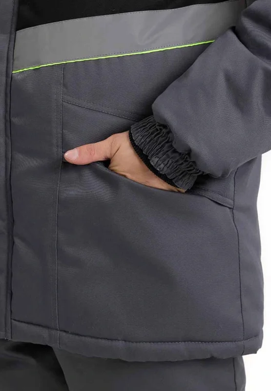 Куртка рабочая мужская утепленная "СЕВЕРНАЯ ШИРОТА" серая с черным Минпромторг