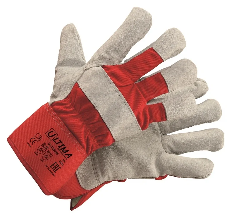 Перчатки комбинированные спилковые утепленные искусственным мехом ULT202W (кор.60 пар/упак.12пар)