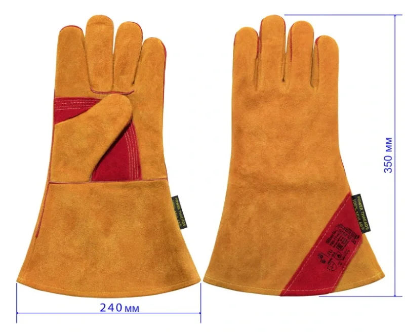 Перчатки (краги) 2Hands (Siberia) Т92-11-ru, спилок КРС/хлопок, лен, швы Kevlar