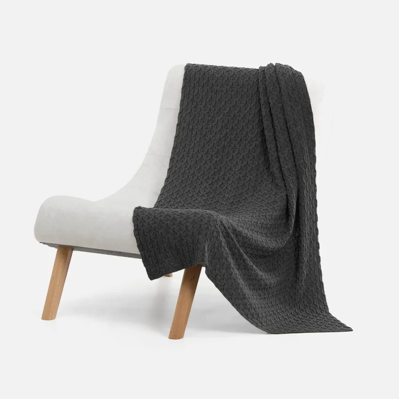 Плед Braidera, темно-серый меланж (асфальт) 90х160 см