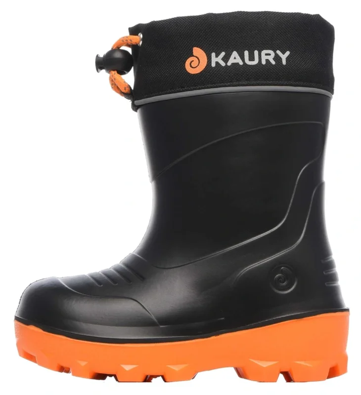 Сапожки ЭВА/ПУ 1340У (KAURY) детские, с надставкой, утепленные, черно-оранжевые