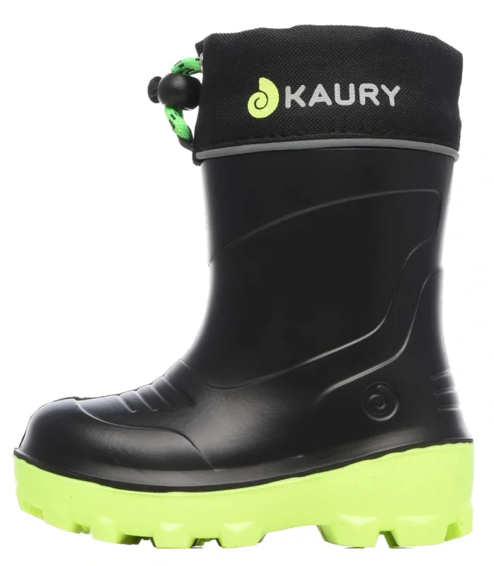 Сапожки ЭВА/ПУ 1340У (KAURY) детские, с надставкой, утепленные, черно-зеленые