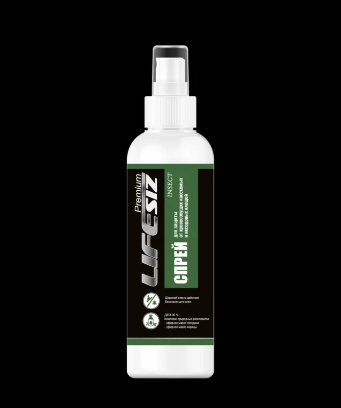 Спрей для защиты LIFESIZ Premium INSECT от кровососущих насекомых и клещей 100мл.