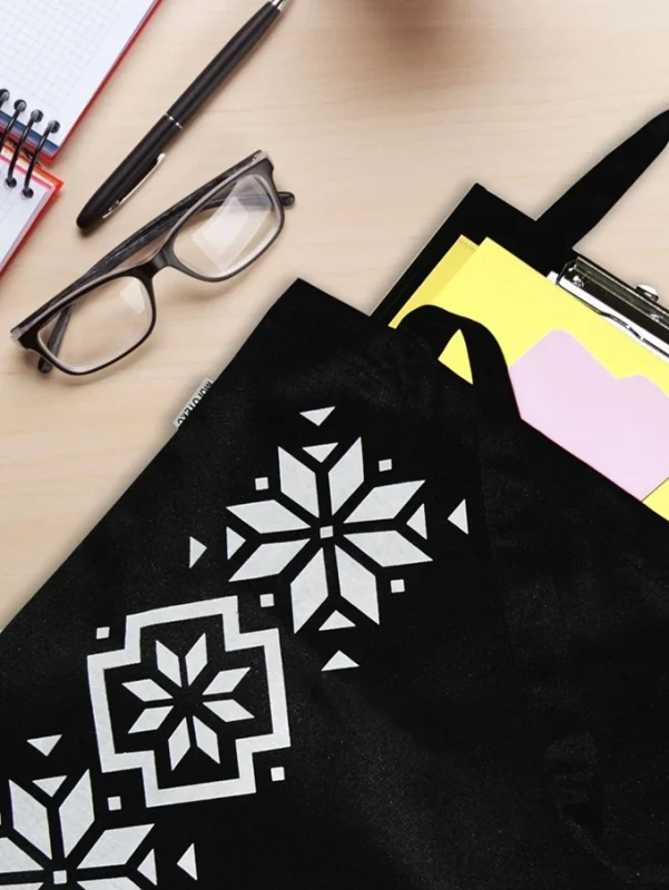 Сумка-шоппер текстильная MOGOTEX "Shopping Collection" 43х38 декор 210 (колорит 011001), цвет черный