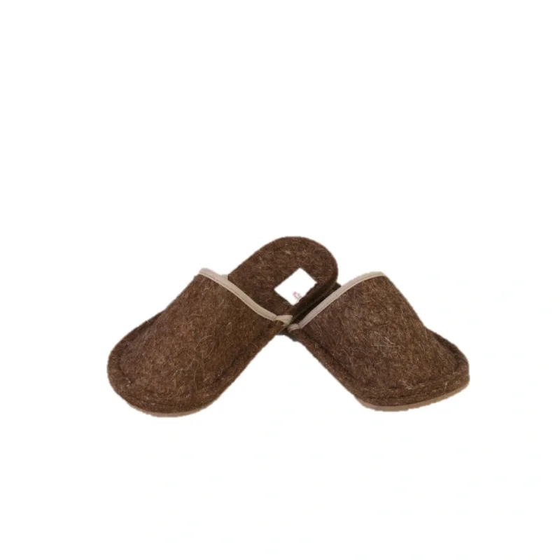 Тапочки войлочные 411 с подошвой ЭВА, натуральный темный