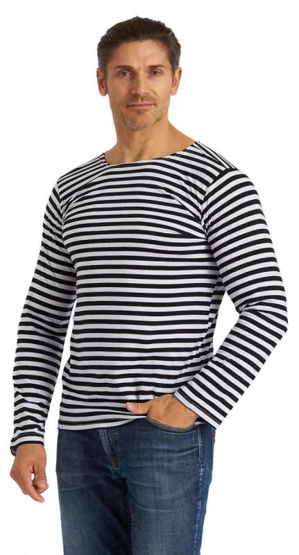 Тельняшка с начесом, длинный рукав, черная (морская пехота)