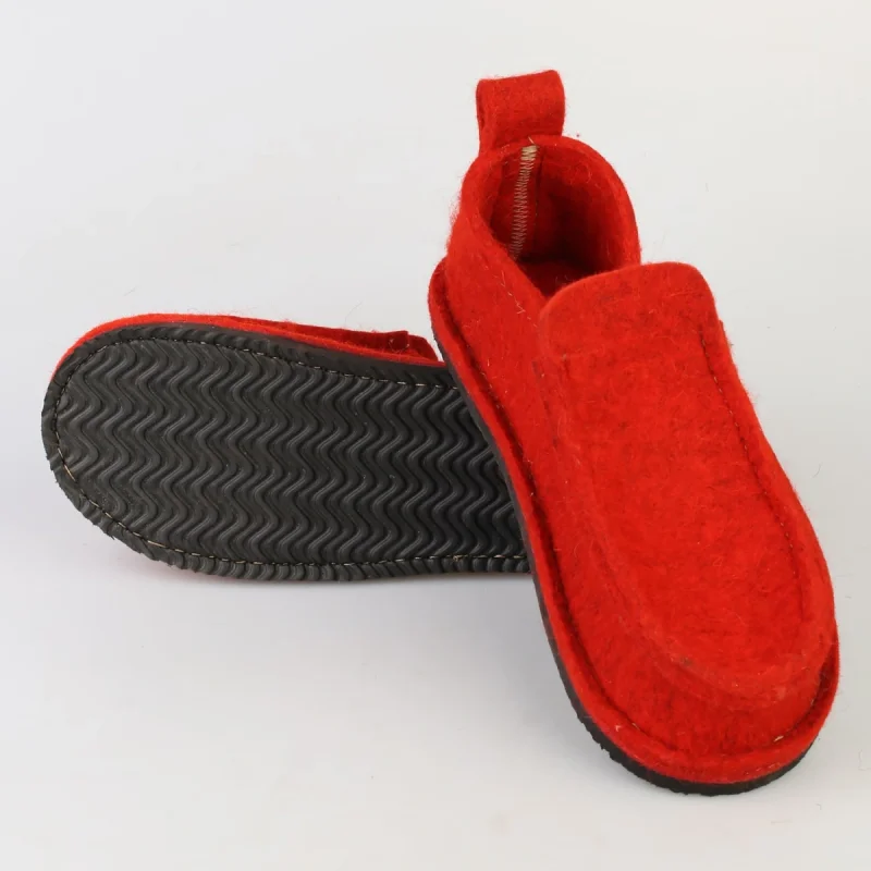 Валенки шитые мужские "Валеши-мокасины 5331" с подошвой ЭВА, тёмно-красный