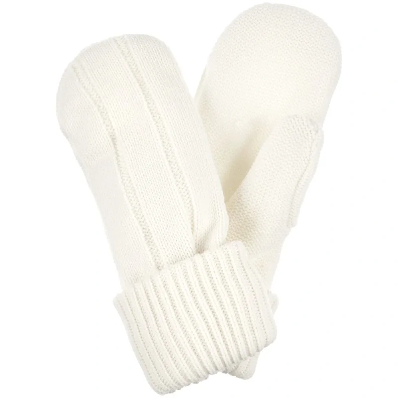 Варежки Knit Beat, белые (молочные)